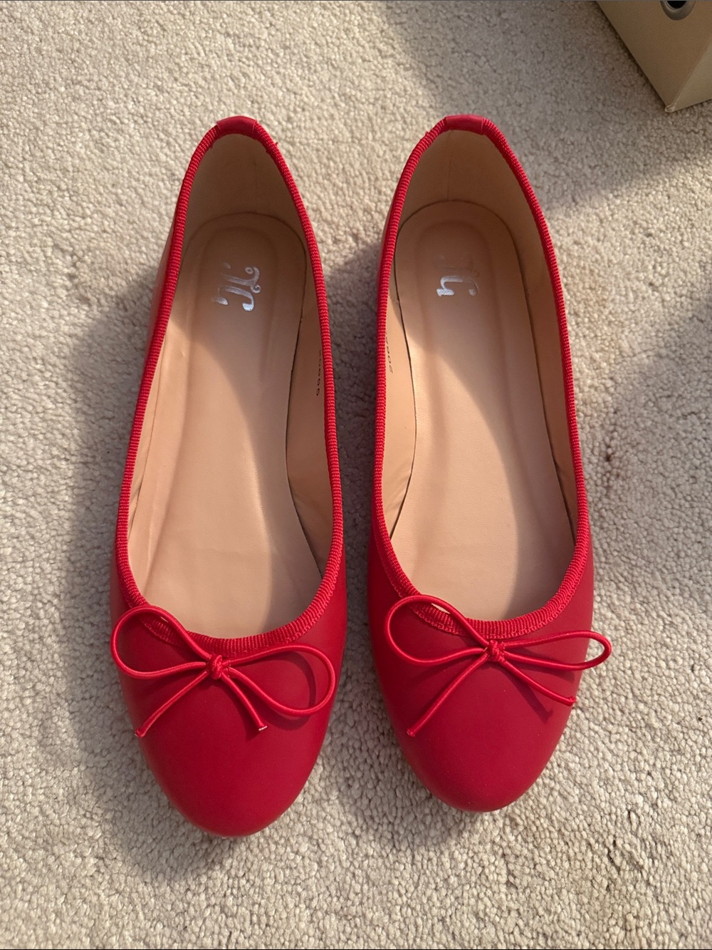 Journee Collection Red Ballet Flats with Bow Accent